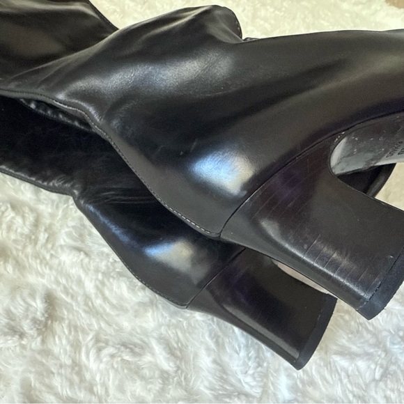 BALLY Fiora Elegant Out Seam Black Leather Knee-High Boots Italy Size 37 EU - Picture 9 of 16